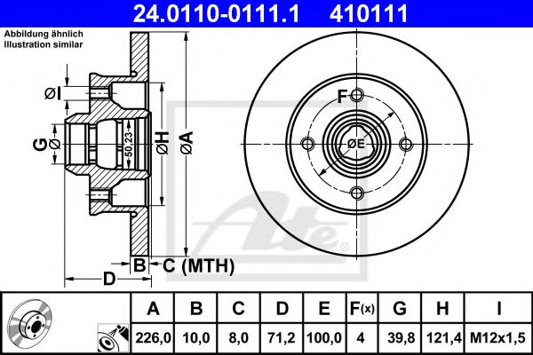 ATE Brake Disc 10123688 - ATE