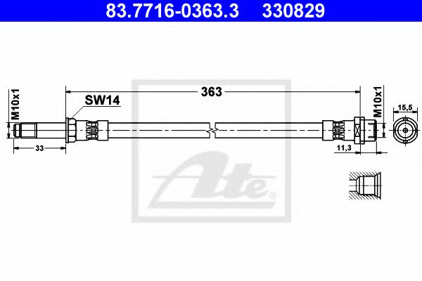 ATE Brake Hose 10127188 - ATE