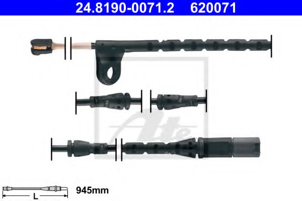 ATE Warning Contact, brake pad wear 10801147 - ATE