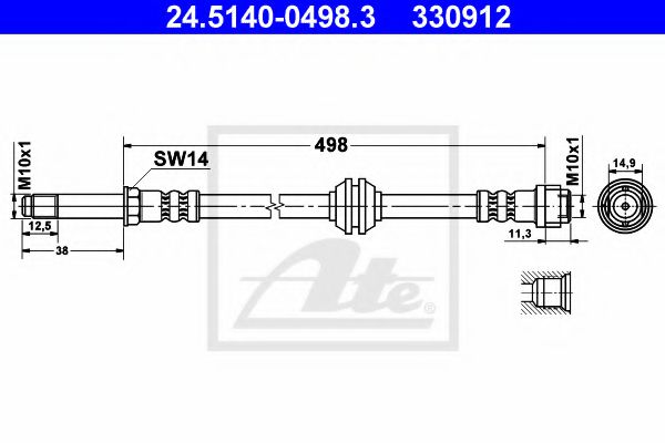 ATE Brake Hose 10226578 - ATE
