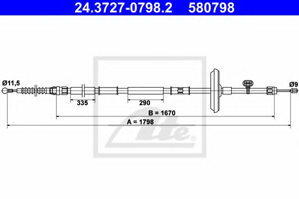 ATE Cable Pull, parking brake 10800965 - ATE