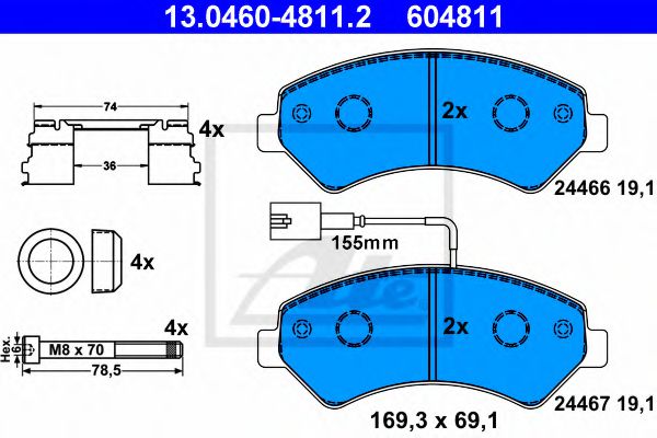 ATE Brake Pad Set, disc brake 10122975 - ATE