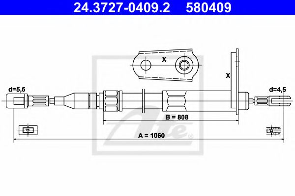 ATE Cable Pull, parking brake 10125975 - ATE