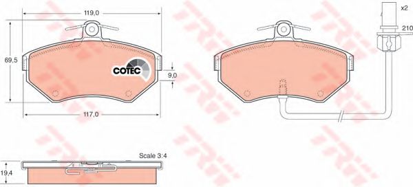 TRW Brake Pad Set, disc brake 3276635 - TRW