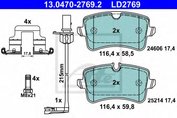 ATE Brake Pad Set, disc brake 11604246 - ATE
