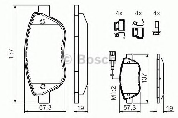BOSCH Brake Pad Set, disc brake 10105016 - BOSCH