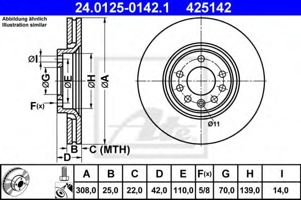 ATE Brake Disc 10124269 - ATE