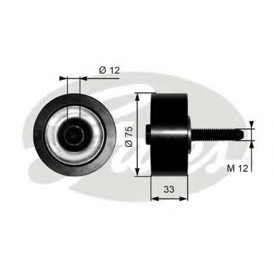 GATES Deflection/Guide Pulley, v-ribbed b 11421654 - GATES