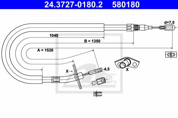 ATE Cable Pull, parking brake 10125894 - ATE
