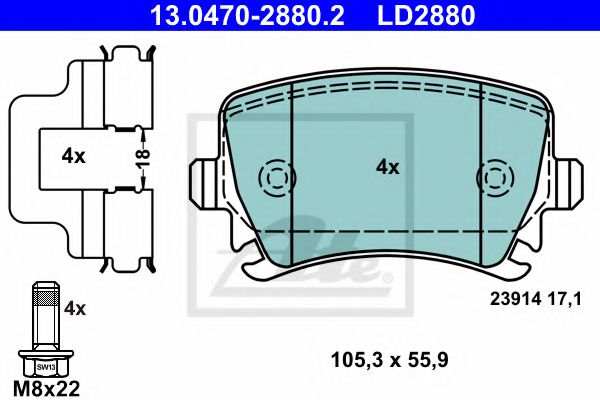 ATE Brake Pad Set, disc brake 10330425 - ATE