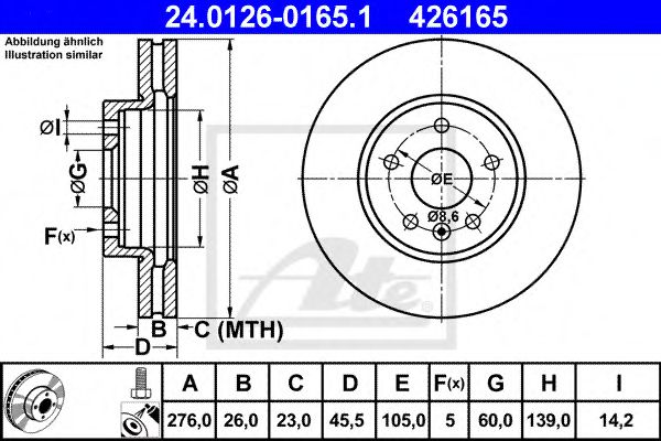 ATE Brake Disc 10604071 - ATE