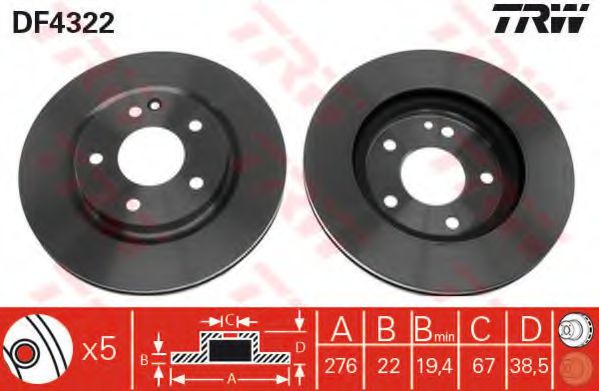 TRW Brake Disc 10704876 - TRW
