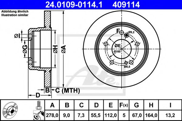 ATE Brake Disc 10123659 - ATE