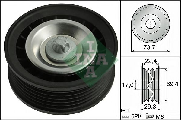 INA Deflection/Guide Pulley, V-ribbed b 11723747 - INA