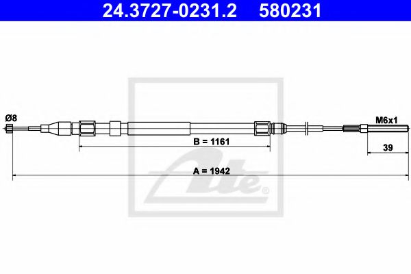 ATE Cable Pull, parking brake 10125923 - ATE