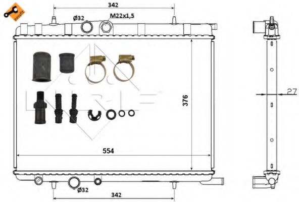 NRF Radiator, engine cooling 11523998 - NRF