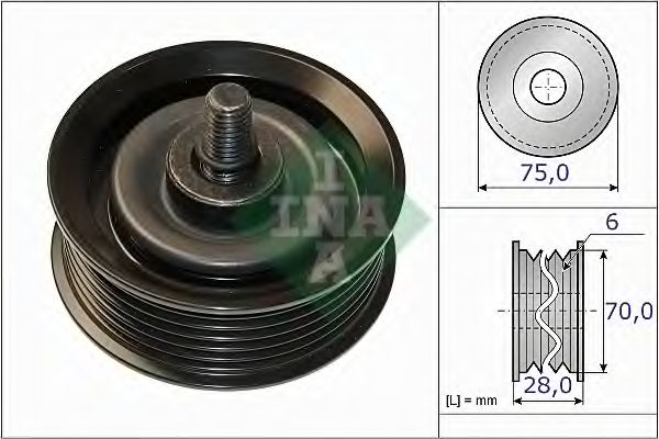 INA Deflection/Guide Pulley, V-ribbed b 10871312 - INA