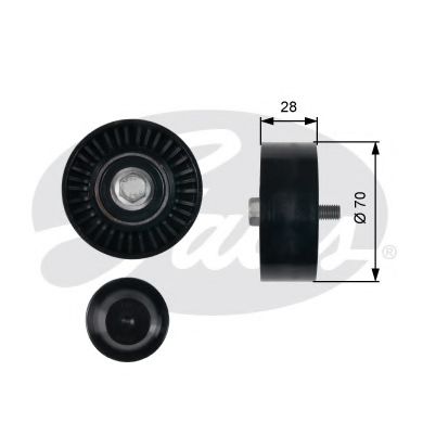 GATES Deflection/Guide Pulley, v-ribbed 12457020 - GATES