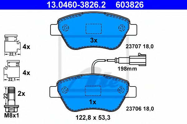 ATE Brake Pad Set, disc brake 10122855 - ATE