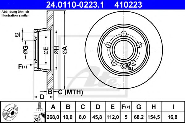 ATE Brake Disc 10123740 - ATE
