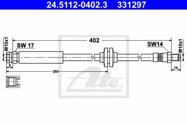 ATE Brake Hose 10801005 - ATE