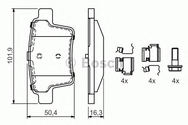 BOSCH Brake Pad Set, disc brake 10107036 - BOSCH