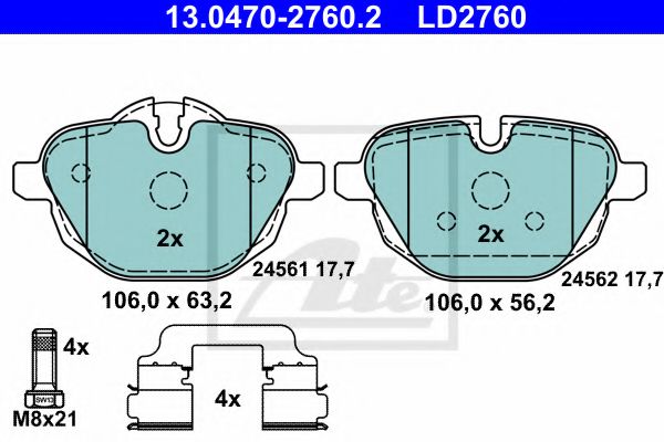 ATE Brake Pad Set, disc brake 11427665 - ATE
