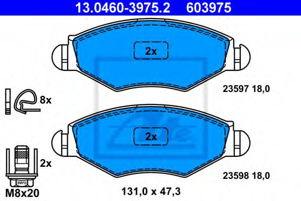 ATE Brake Pad Set, disc brake 10122913 - ATE