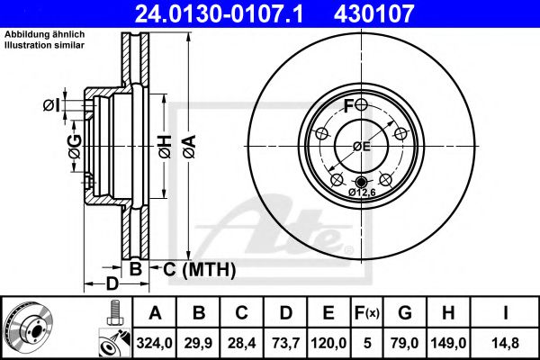 ATE Brake Disc 10124401 - ATE