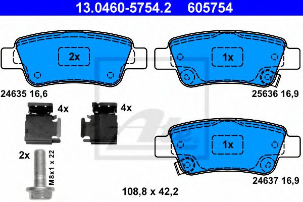 ATE Brake Pad Set, disc brake 11163136 - ATE