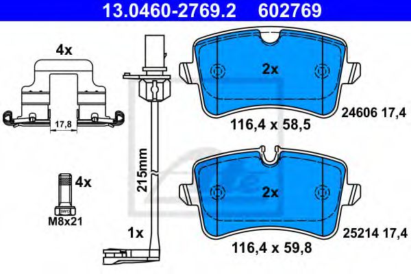 ATE Brake Pad Set, disc brake 11466529 - ATE