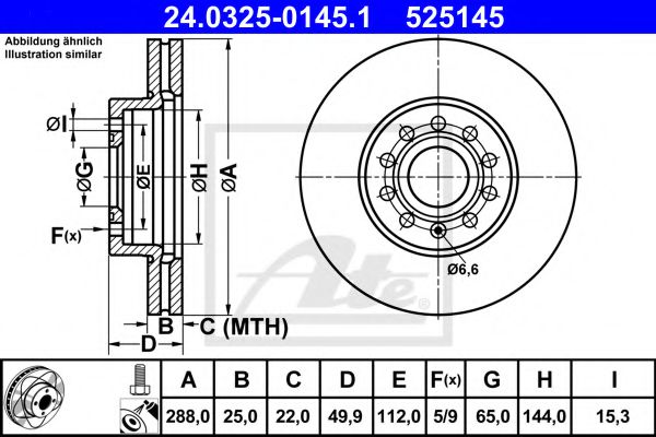 ATE Brake Disc 10124719 - ATE