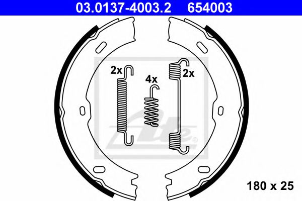 ATE Brake Shoe Set, parking brake 10200705 - ATE