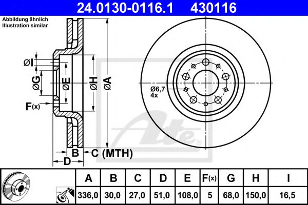 ATE Brake Disc 10124407 - ATE