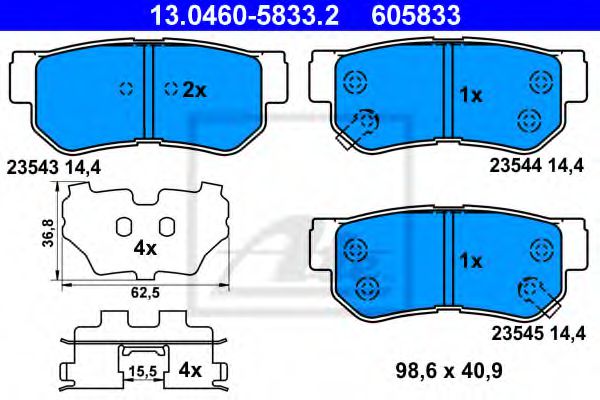ATE Brake Pad Set, disc brake 10123077 - ATE