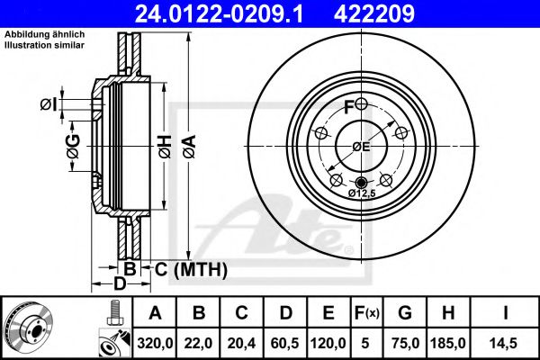 ATE Brake Disc 10124134 - ATE