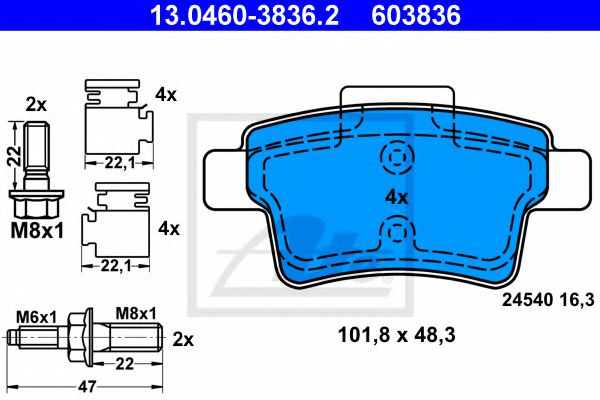ATE Brake Pad Set, disc brake 10122864 - ATE