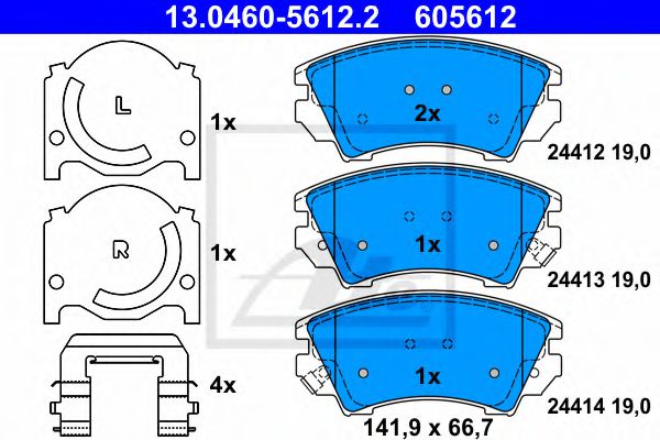 ATE Brake Pad Set, disc brake 10603911 - ATE