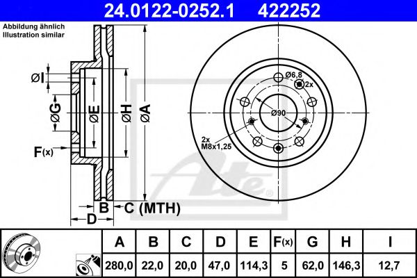 ATE Brake Disc 10202547 - ATE