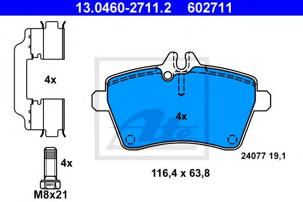 ATE Brake Pad Set, disc brake 10122677 - ATE