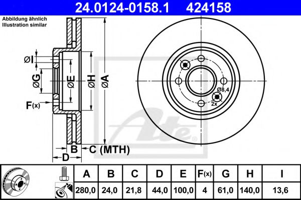ATE Brake Disc 10124205 - ATE