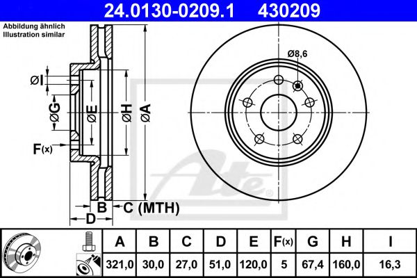 ATE Brake Disc 10399640 - ATE