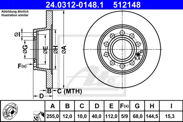 ATE Brake Disc 10330482 - ATE