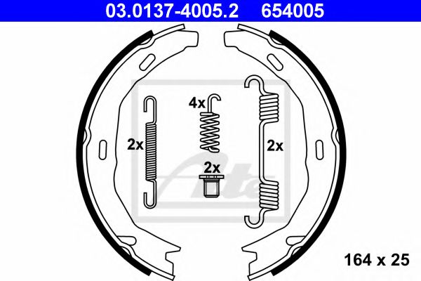 ATE Brake Shoe Set, parking brake 10201804 - ATE