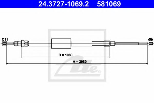 ATE Cable Pull, parking brake 10126233 - ATE