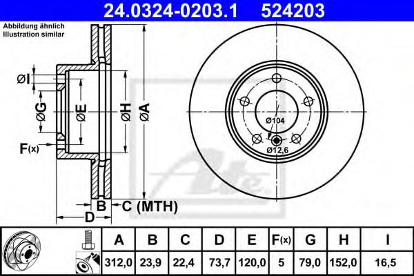 ATE Brake Disc 11604416 - ATE
