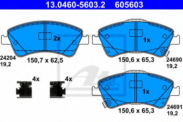 ATE Brake Pad Set, disc brake 10253537 - ATE