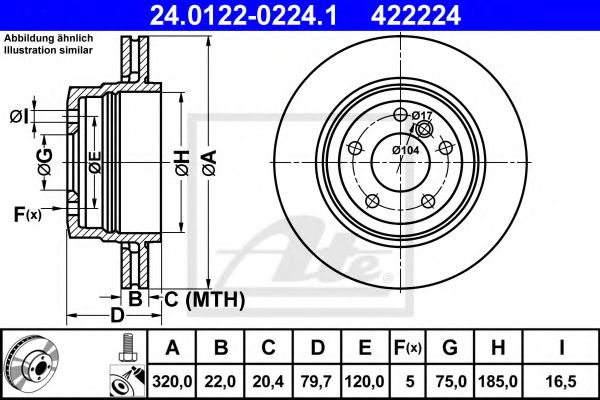 ATE Brake Disc 10124149 - ATE