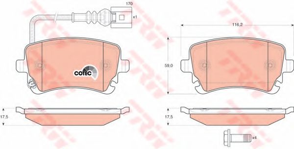 TRW Brake Pad Set, disc brake 3472817 - TRW