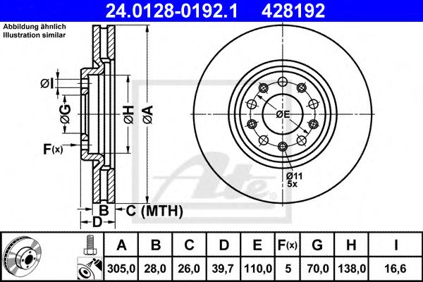 ATE Brake Disc 10124386 - ATE